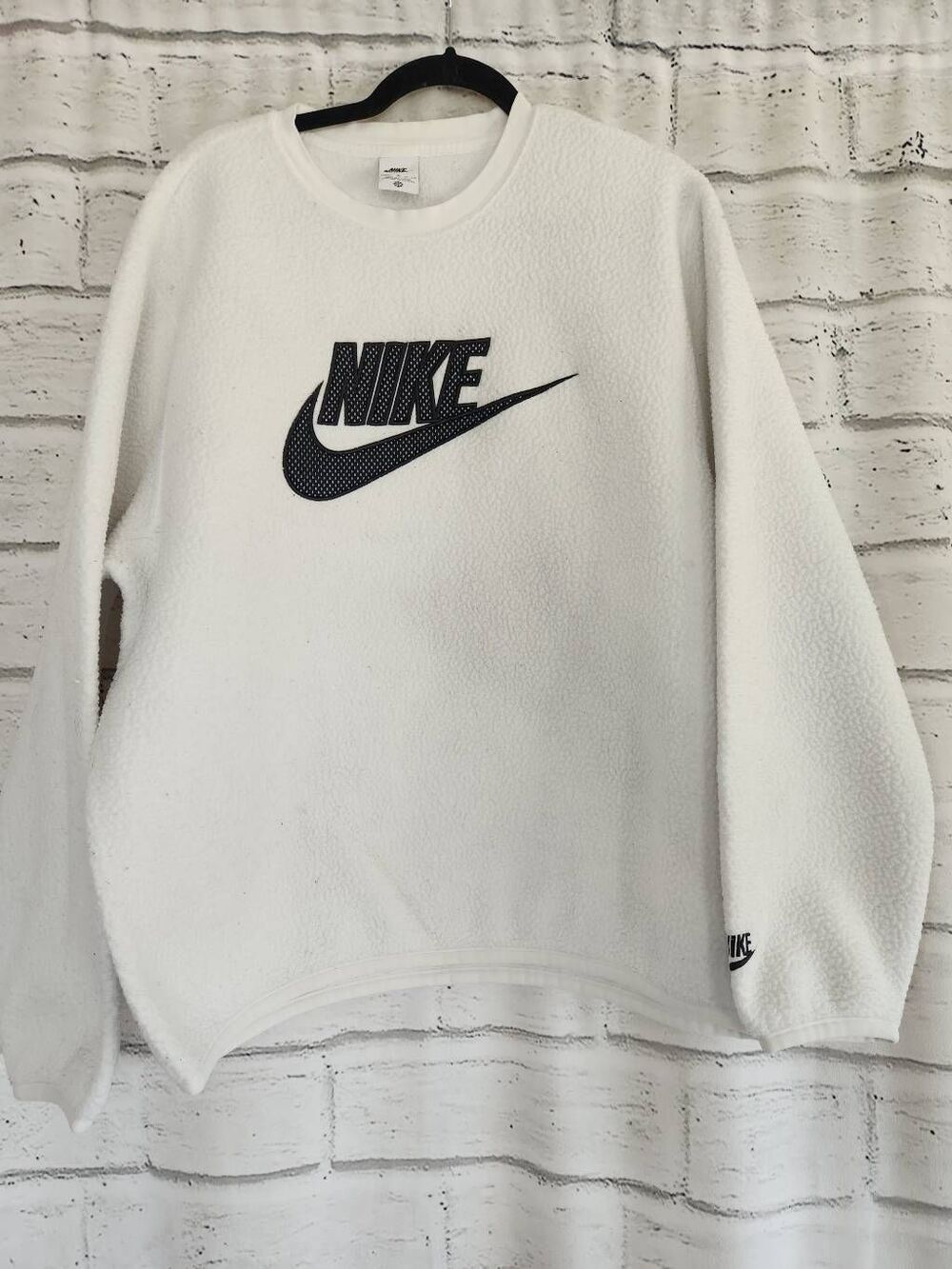 Nike Fleece Sherpa Pullover Crewneck Sweatshirt White Mens Large